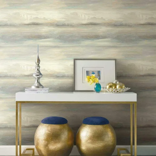 Vista 2 de York Wallcoverings - Papel tapiz para despegar y pegar azul y beige