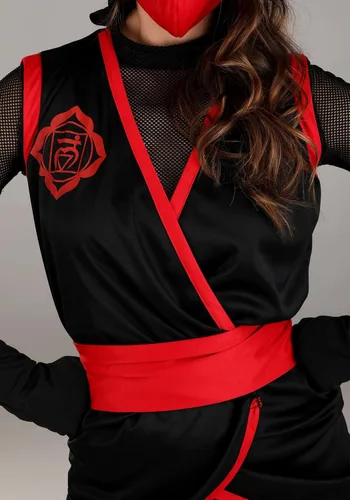 Vista 9 de Disfraz de Ninja Rojo y Negro Stealth