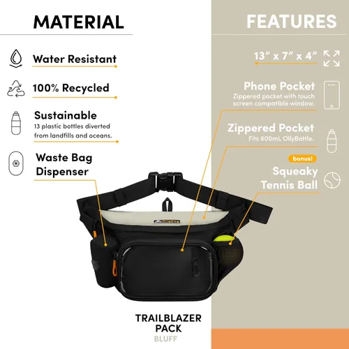 Vista 7 de OllyDog Trailblazer - Paquete con pelota de goma para recoger, riñonera, bolsa de golosinas para perros, manos libres para entrenamiento, paquete