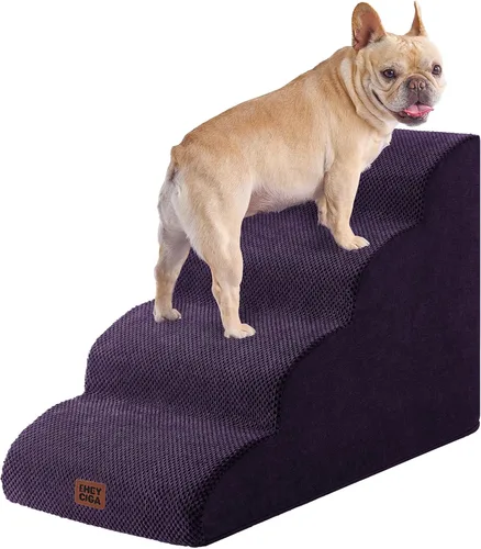 Vista 25 de EHEYCIGA Rampa curvada para escaleras para perros, camas altas de 4