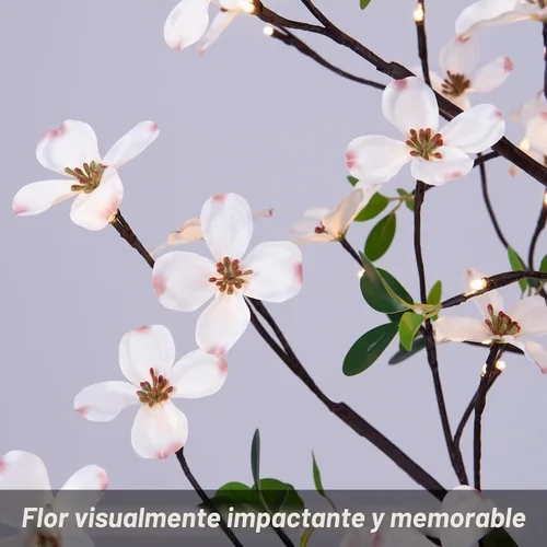 Vista 8 de Lightshare Árbol de Flores de Cornejo Iluminado de 6 Pies, Planta Artificial de 120L con Bayas, Luces Blancas Cálidas para Primavera, Decoración