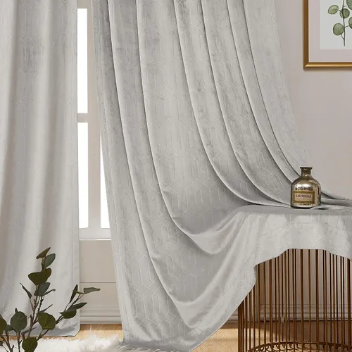 Vista 16 de Paneles de cortinas opacas de terciopelo gris oscuro para ventana, reducción de ruido, 90% de oscurecimiento de la habitación, bolsillo para barra