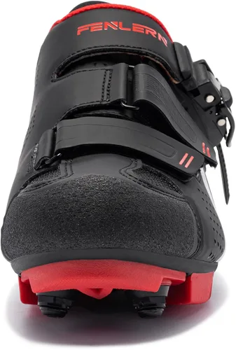 Vista 5 de FENLERN Zapatos de ciclismo para hombre, zapatos de bicicleta de montaña MTB con hebilla de trinquete rápida, para montar en interiores