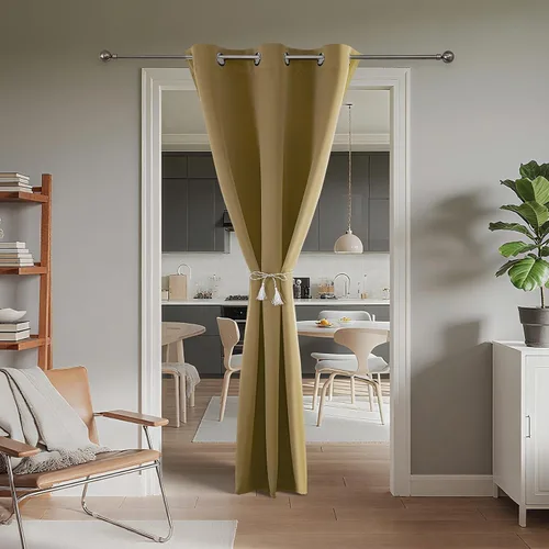 Vista 2 de Joydeco Cortina opaca para puerta de privacidad de 78 pulgadas de largo, cortina de armario con ojales para armario abierto, divisor de habitación