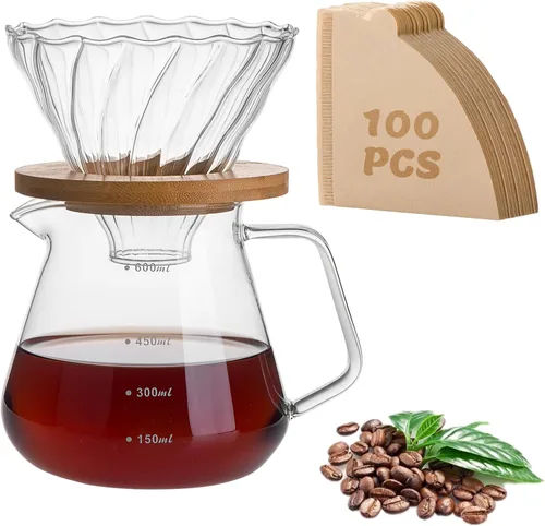 Vista 7 de Soporte para café – Soporte de madera ajustable para verter sobre la estación de café, compatible con hervidor de café y filtro, base multifuncional