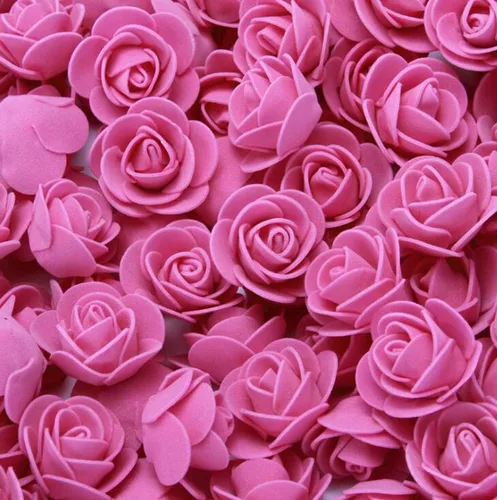Vista 14 de 500 piezas de mini cabezas de rosas artificiales de espuma de polietileno, flores artificiales hechas a mano, ramo de novia de boda, decoración