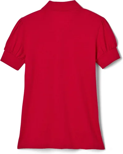 Vista 2 de French Toast playera estilo polo con manga abullonada y doble botón, para niña, XL 14 16, Rojo