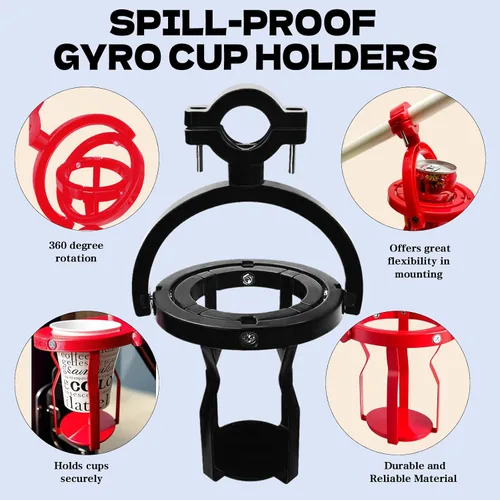 Vista 2 de 2 Piezas Portavasos Giroscópicos Autonivelantes, Portavasos Giroscópico para Scooters Eléctricos, Motocicletas y Bicicletas – Soporte Universal