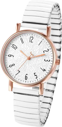 Vista 12 de OIDEA Relojes de mujer con correa elástica: relojes de pulsera de gran tamaño con números arábicos analógicos de cuarzo para mujer, banda elástica