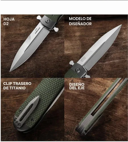 Vista 5 de Ganzo Adimanti Samson-BR Cuchillo plegable de bolsillo D2 Hoja de acero Mango antideslizante G10 con clip Cuchillo de bolsillo para caza, pesca