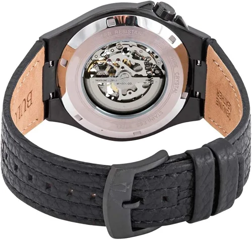 Vista 4 de Bulova Maquina - Reloj automático de acero inoxidable con correa de piel color negro 25 modelo 98A238