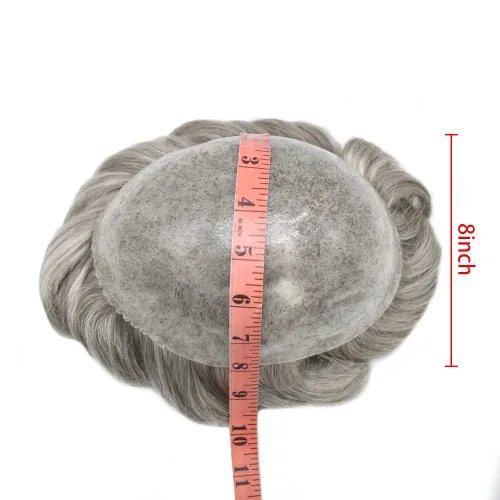 Vista 178 de Toupee para hombre 100% cabello humano real tupé para hombres 0.004 in piel de poliuretano para hombre, sistema de reemplazo de piezas de pelo