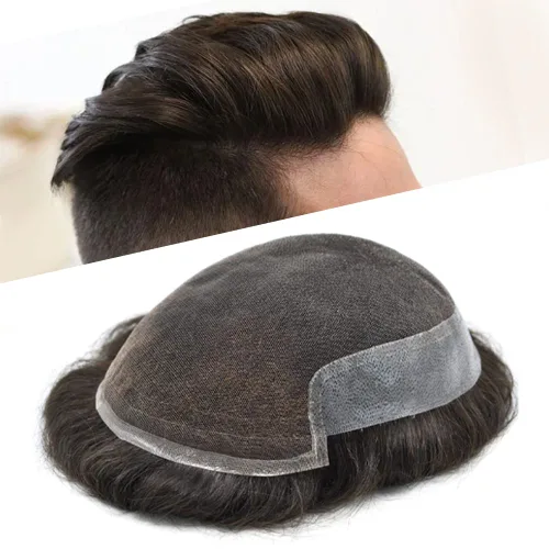 Vista 34 de Hombres Toupee Sistema de Cabello Humano Real para Hombres Encaje Suizo Toupee Para Hombres Nudos Blanqueados Hombres Hairpieces Pieza Para Hombres