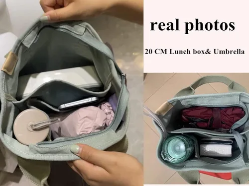 Vista 9 de SUNNY SHOP Bolsos cruzados para mujer, bolsa de lona con cremallera, organizador de bolsillos, bolsa de almuerzo para mujer, bolso pequeño de hombro