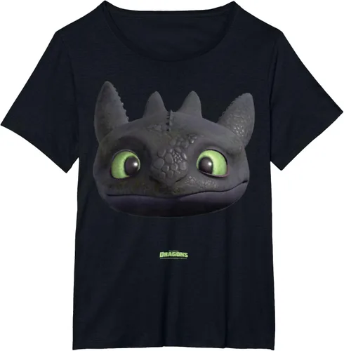 Vista 6 de DreamWorks Dragons Camiseta 3D de Disfraz de Cara Grande de Toothless Night Fury