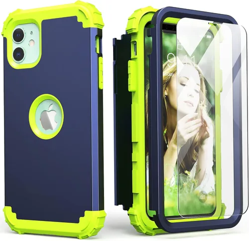 Vista 25 de IDweel Funda para iPhone 11 con Protector de Pantalla de Vidrio Templado, Híbrida 3 en 1 Resistente a Golpes Delgada de Protección Resistente