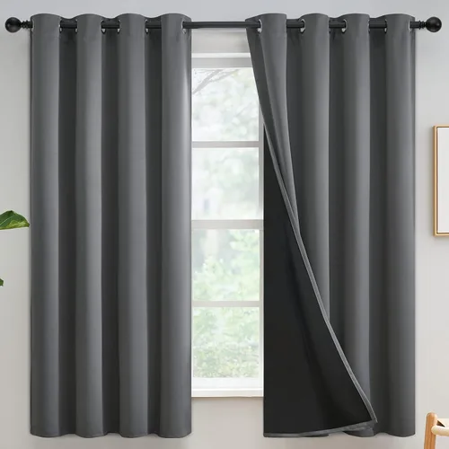 Vista 104 de Yakamok Cortinas negras, cortinas de ventana con aislamiento térmico y eficiencia energética para dormitorio, cortinas opacas completas y cortinas