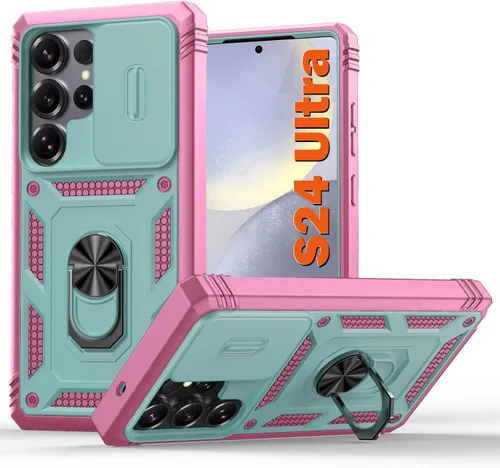 Vista 69 de PASNEW Funda militar para iPhone 13 Pro Max, cubierta de cámara deslizante y soporte de anillo de metal de 360°, carcasa rígida multicapa resistente