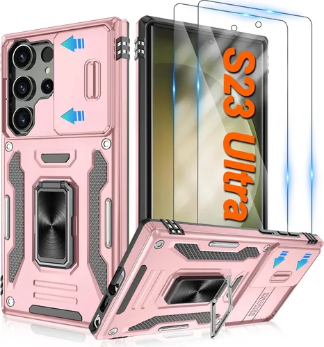 Vista 36 de Atump Funda para Motorola Moto G Play 2024 (4G) con [paquete de 2] protector de pantalla HD y cubierta para cámara deslizante, soporte de anillo