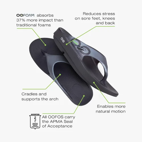 Vista 6 de OOFOS mens Ooriginal Sport Sandal Negro/Grafito