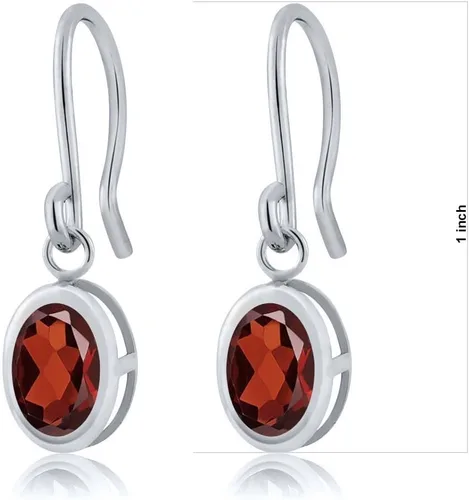 Vista 18 de Gem Stone King Aretes colgantes de plata de ley 925 de 0.276 x 0.197 in con piedra natal ovalada de alambre francés para mujer