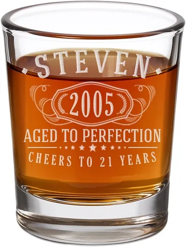 Vista 17 de Vintage 2005 16oz Grabado Shot Glass 21st cumpleaños regalos him her 1.0 Claro