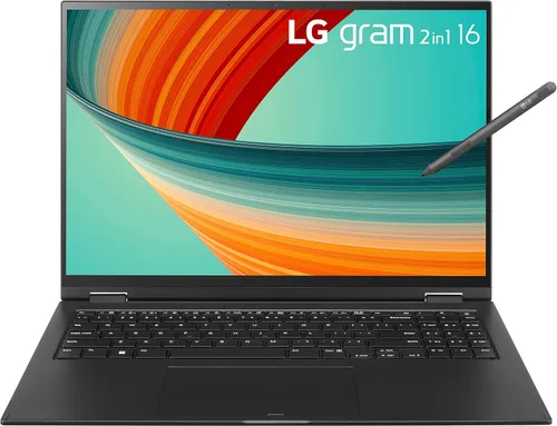 Vista 8 de LG gram 16" 2 en 1 portátil ligero, plataforma Intel Core i7 Evo, Windows 11 Home, 16 GB RAM, 512 GB SSD, negro