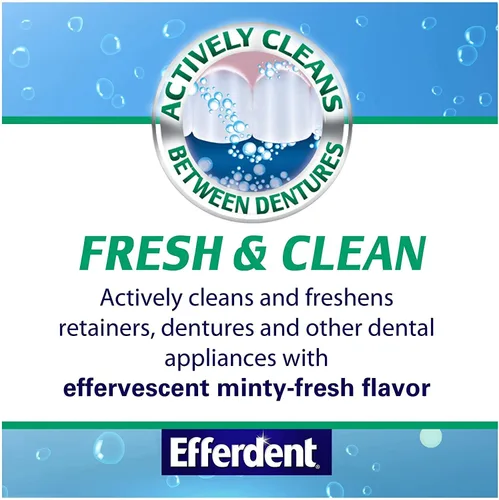 Vista 3 de Efferdent Tabletas de limpieza de retenedores, tabletas de limpieza de dentaduras para aparatos dentales, menta fresca y limpia, 44