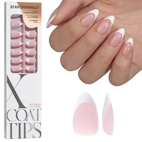 Vista 20 de BTArtboxnails XCOATTIPS White French Tip Press On Nails, XXS Squoval, Pink Lamp-Curable, 4-Week Wear, Natural Nail Look, Salon Quality Value at