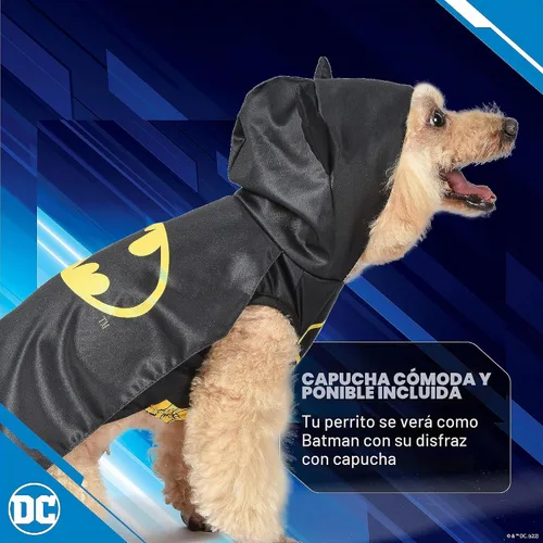 Vista 3 de DC Comics Disfraz de Batman para perro, talla XS El mejor disfraz de DC Comics de Batman para perros pequeños Disfraces divertidos para perros