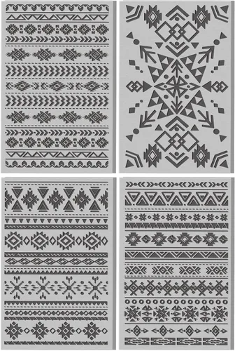 Vista 8 de CHGCRAFT 4 hojas de textura de arcilla con patrón azteca, estilo bohemio, patrón tribal, hojas de textura de arcilla polimérica, herramientas