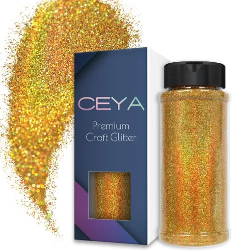 Vista 8 de Ceya - Polvo de purpurina holográfica ultra fina, 1.1 LB/17.63 OZ, color negro láser, 1/128' 0.008' 0.2mm, en masa para manualidades, resina, vasos