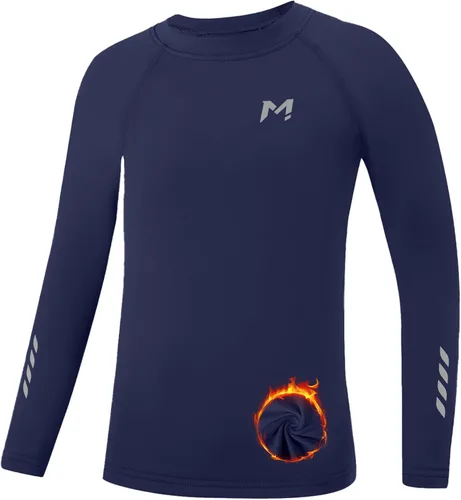 Vista 13 de Moozava Camiseta térmica de compresión para niños, manga larga, forro polar, para jóvenes, para fútbol, béisbol, fútbol, capa base