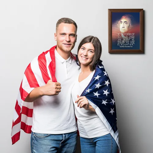 Vista 2 de Arte de pared con citas de George Washington: si se quita la libertad de expresión, esta decoración de pared patriótica política con silueta