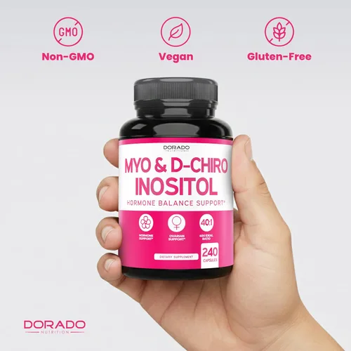 Vista 7 de Suplemento de Myo-Inositol y D-Chiro Inositol para Mujeres (240 Cápsulas, 2050mg Por Porción, Relación Ideal 40:1 Myo Inositol) Equilibrio Hormonal