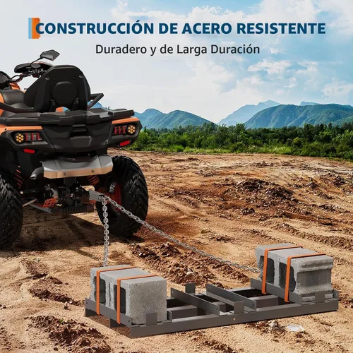 Vista 2 de Garvee Entrada de rastrilla de arrastre de 4 pies para ATV, tractor y UTV, remolque resistente detrás de la calzada con eslabones de cadena de 6