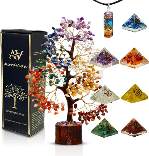 Vista 23 de Árbol de 7 chakras, árbol de la vida de cristal, árboles de Feng Shui, energía positiva, regalo de meditación, cristales y piedras, artículos