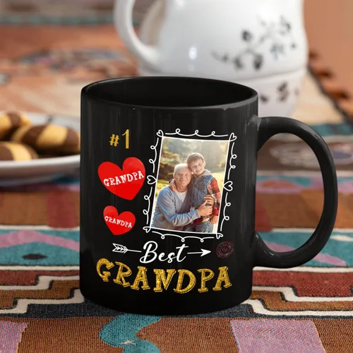 Vista 3 de Taza de café personalizada para el mejor abuelo con nombre y foto de nietos, regalo personalizado no 1 para abuelo, abuelo, papá, pop, taza