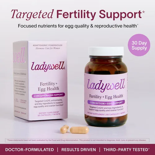 Vista 2 de Ladywell Fertilidad + Salud del óvulo Apoyo de fertilidad Salud ovárica, calidad del óvulo, apoyo para el bienestar de la ovulación