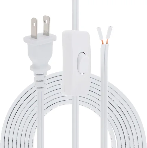 Vista 11 de RTNLIT Cable de lámpara de 6 pies con interruptor de botón de encendido/apagado y enchufe polarizado, extremos pelados listos para cableado, cable