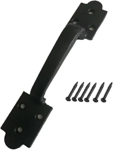 Vista 21 de Tirador Clásico de Puerta – Tirador de Acero Resistente para Portones, Puertas de Granero, Cercas Exteriores, Negro, 7 Pulgadas