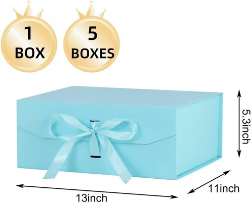 Vista 3 de GoooodGift Caja de regalo grande azul, 1 paquete de 13.5 x 11 x 5.3 pulgadas, caja de regalo de lujo para regalos con tapa de cierre magnético