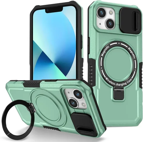 Vista 120 de Funda magnética para iPhone 11, soporte de anillo con ventana corrediza, funda protectora mate a prueba de golpes para iPhone 11 6.1, fundas