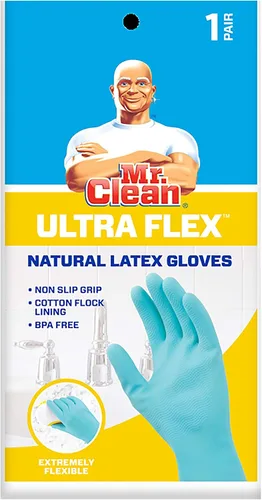 Vista 6 de Mr. Clean Duet - Guantes de limpieza de látex reutilizables con agarre antideslizante, 2 pares, pequeños