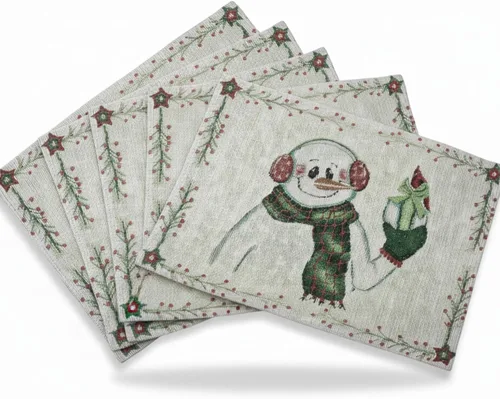Vista 24 de DaDa Bedding - Juego de 4 manteles individuales de algodón y lino para mesa de comedor, 13 x 19 pulgadas