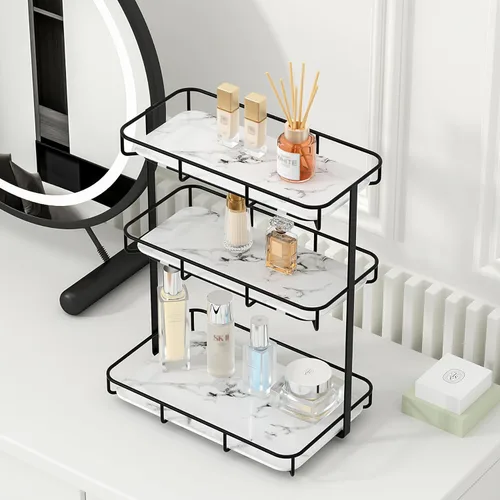 Vista 20 de Dobbyby Bandeja de Tocador Organizador de Maquillaje Almacenamiento de Cosméticos Organizador de Cuidado de la Piel para Baño Estante de Exhibición