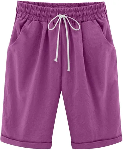 Vista 30 de Pantalones cortos sólidos con control de barriga, casuales, con cordón, cómodos, para mujer, pantalones cortos ligeros de verano para correr 2023