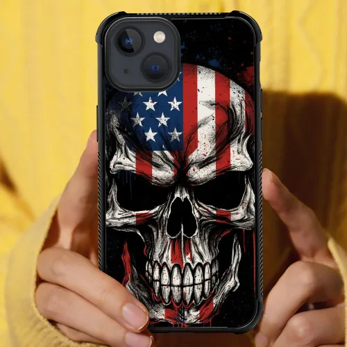 Vista 284 de Funda compatible con iPhone 8, a prueba de golpes, antiarañazos, bandera de ciervos de cola blanca de grano de madera estadounidense