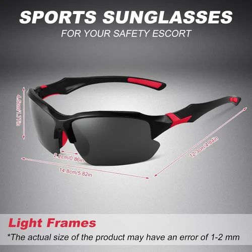Vista 2 de Paquete de 4 lentes de sol deportivos polarizados para mujeres y hombres, protección UV, para correr, ciclismo, pesca, al aire libre