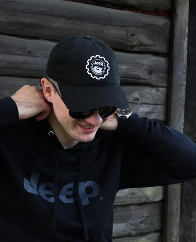 Vista 6 de Jeep Sombrero Performance Parts Gear Logo Gorra de béisbol pesada de sarga Negro